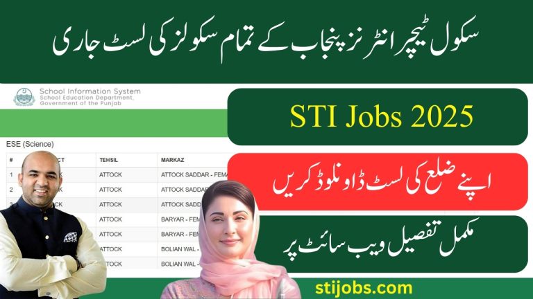 Find and Download STI Vacant Seats List for all Punjab Schools