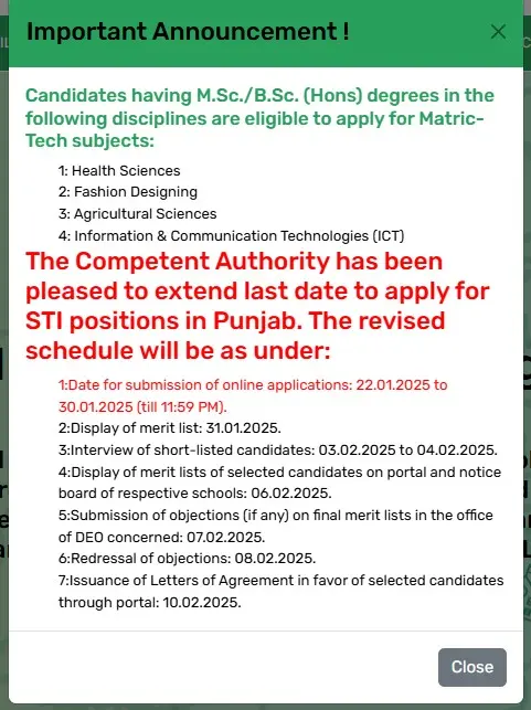 Revised Schedule for STI