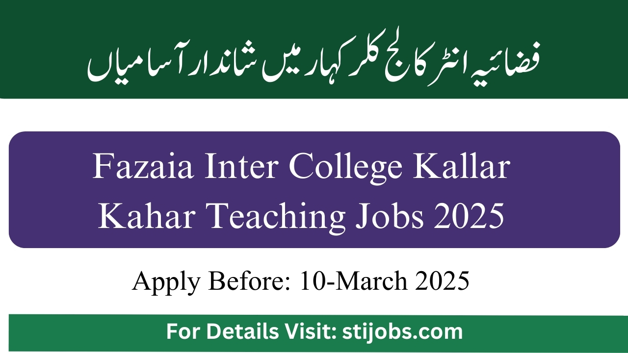 Fazaia Inter College Teaching jobs 2025