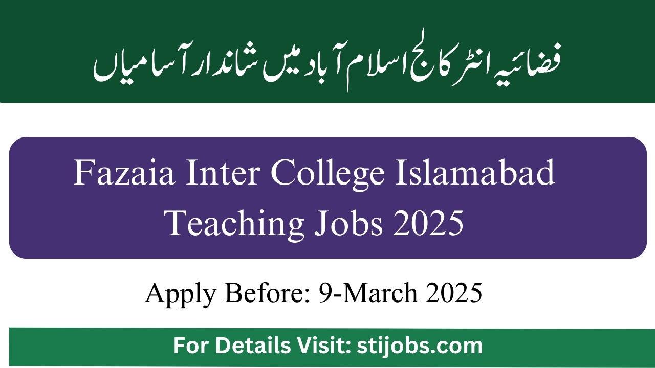 Fazaia Schools and Colleges Teaching jobs 2025